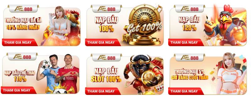 Ưu đãi nạp đầu AE888 cho người mới